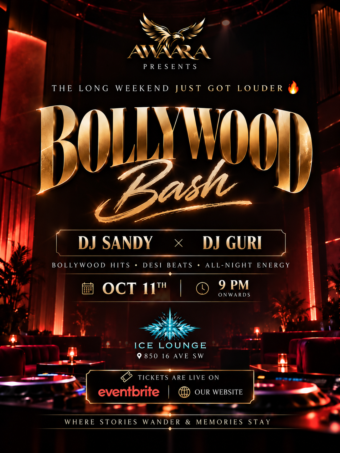 AWAARA Presents: Bollywood Bash event poster